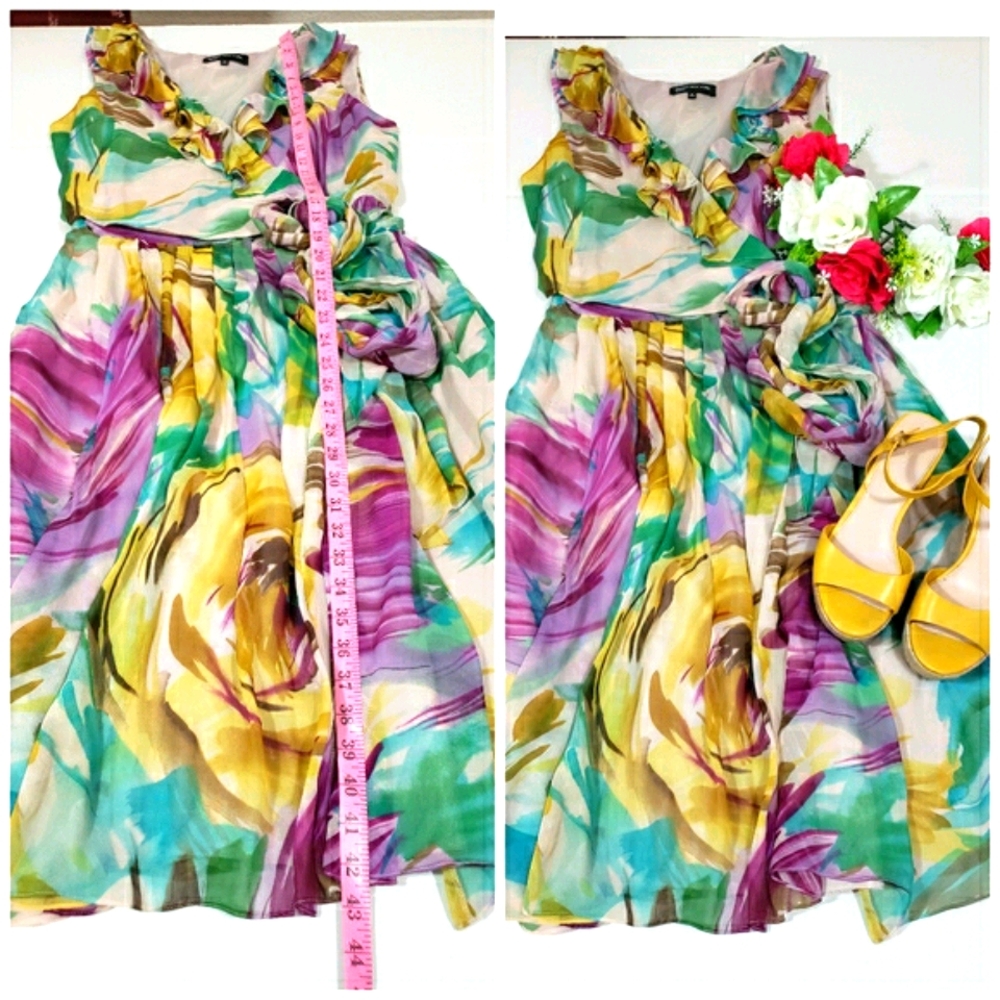 Jones New York Dress floral, 100% Silk - Picture 4 of 16